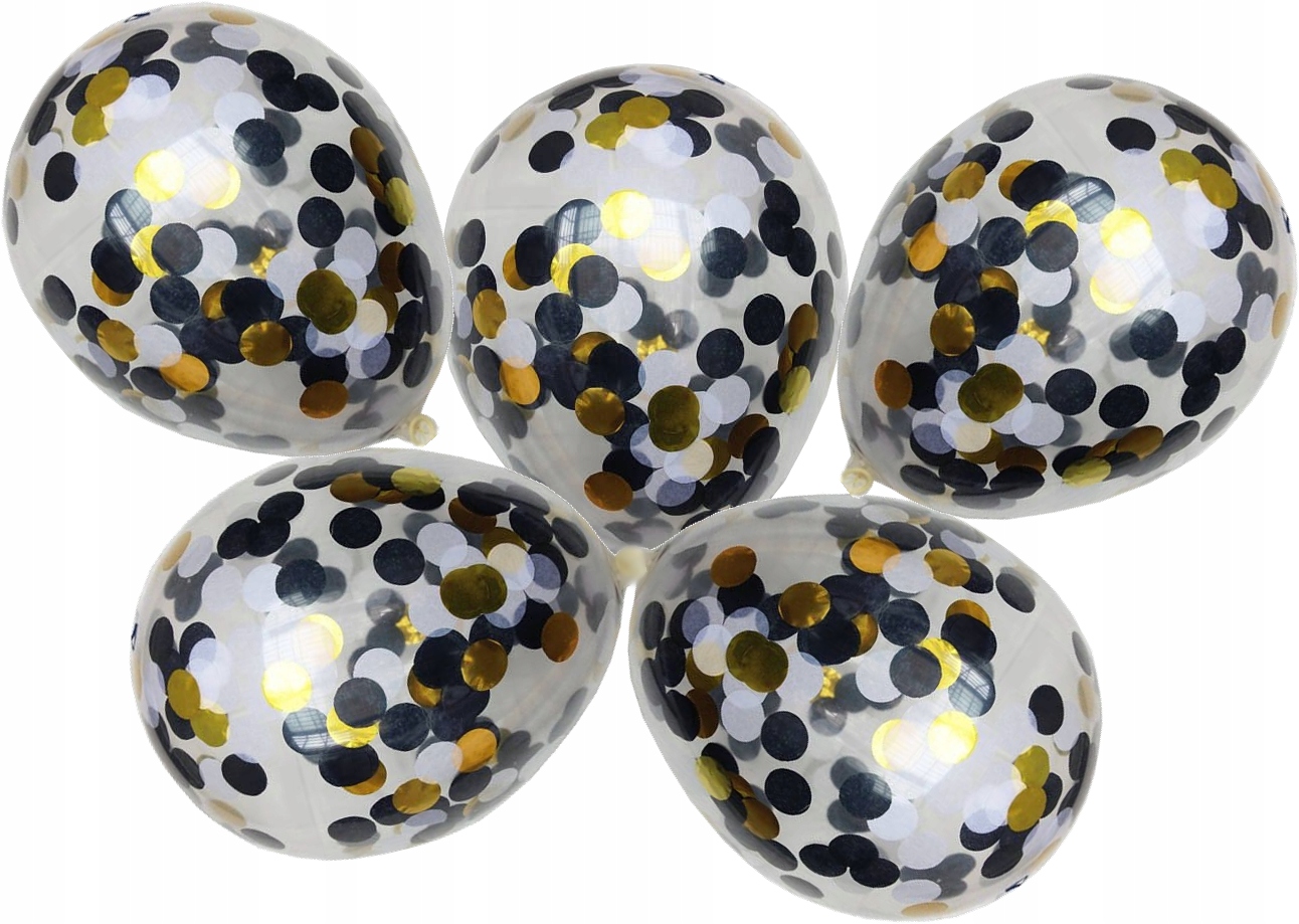 

Balony Clear z konfetti mix na urodziny 5szt O6