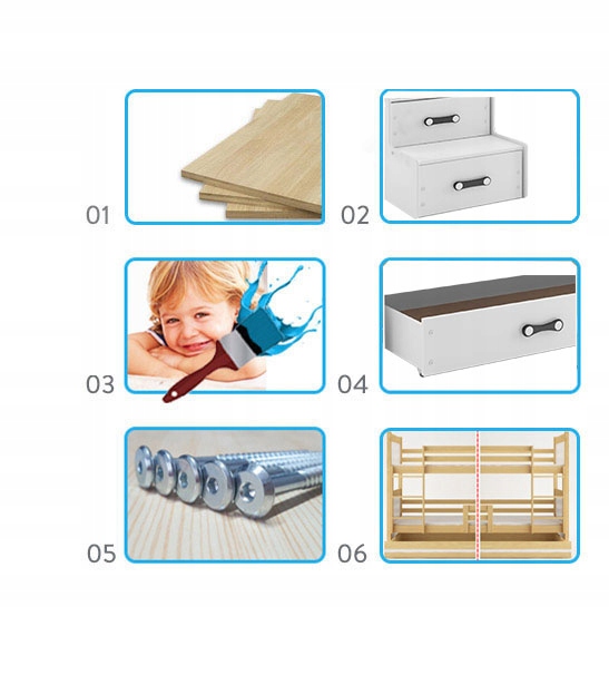 Łóżko piętrowe MAX 1 200x80 dla dzieci z BIURKIEM Bohater brak