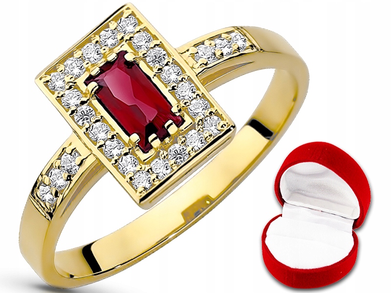 

Złoty pierścionek z Rubinem Swarovski pr.333 r16