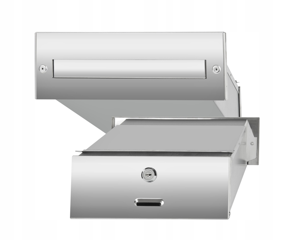 Oboustranná poštovní schránka s průchozím nerezovým vhazovačem
