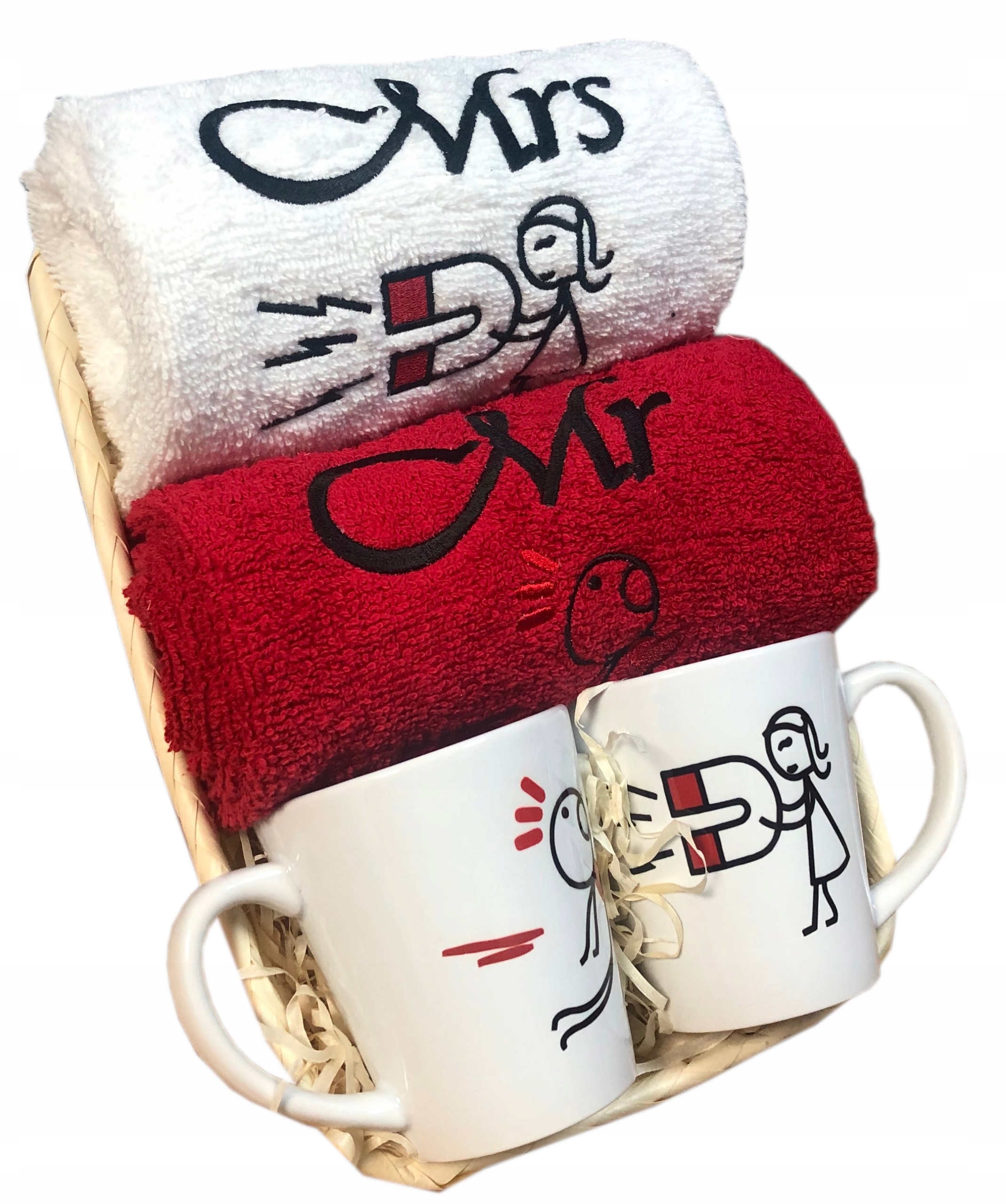 

Prezent ślubny Zestaw Ręczniki + kubki Mr Mrs