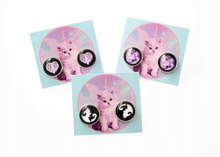 kolczyki KOTY YIN YANG pastel goth grunge KSIĘŻYC Marka Inna marka