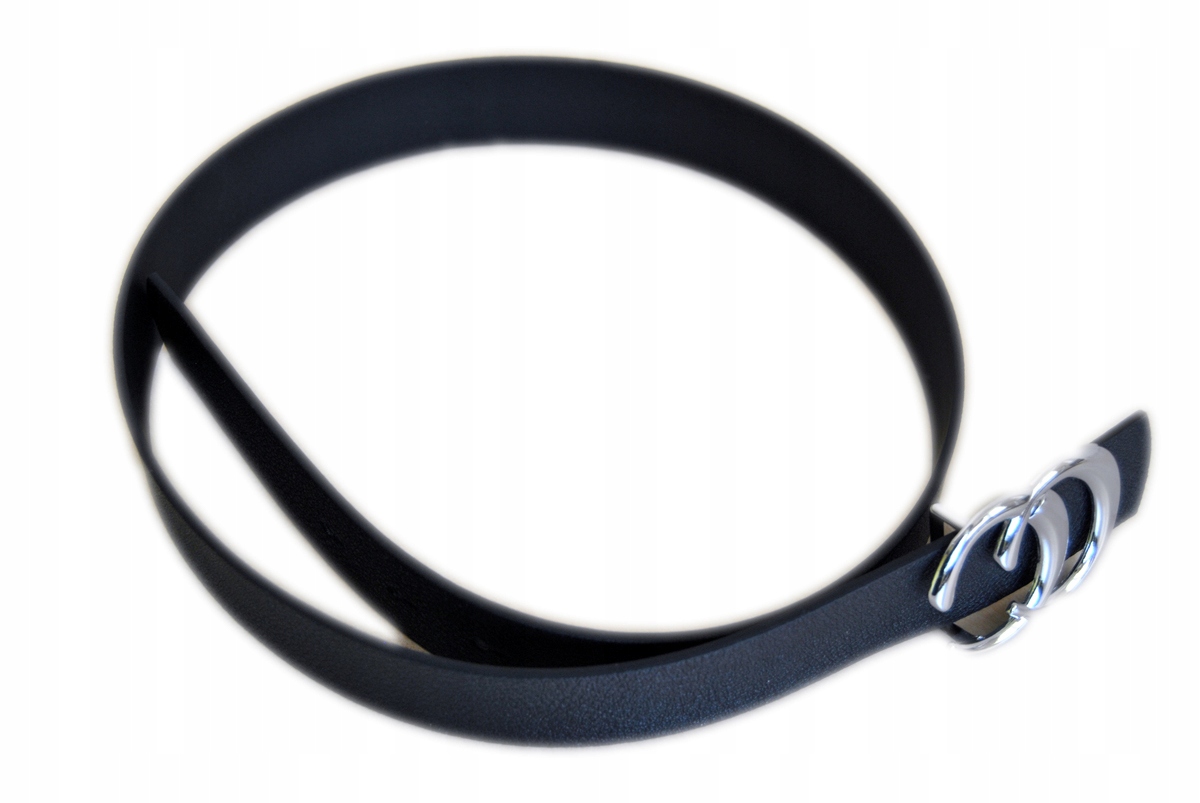 

Pasek damski czarny, Kl Srebrna CC.Imitacja skóry