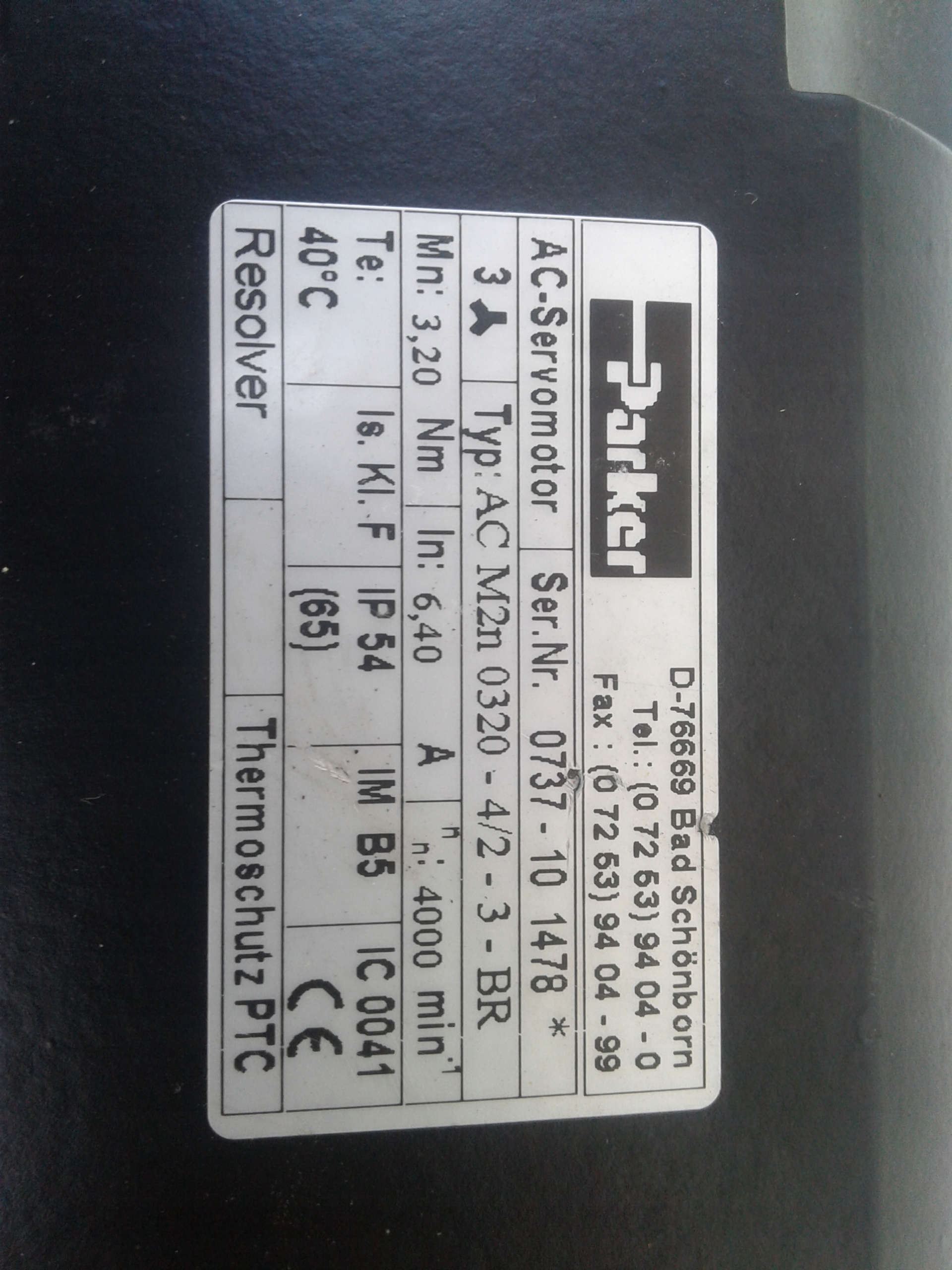 SERVOMOTOR PARKER ACM2N0320-4/2-3-BR Kod producenta 095673112