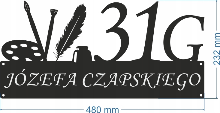 NUMER DOMU, TABLICZKA ADRESOWA NA DOM Z GRAFIKĄ Kolor czarny