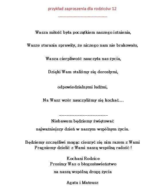 Zaproszenie prośba o błogosławieństwo rodziców U62 Kolor dominujący biały