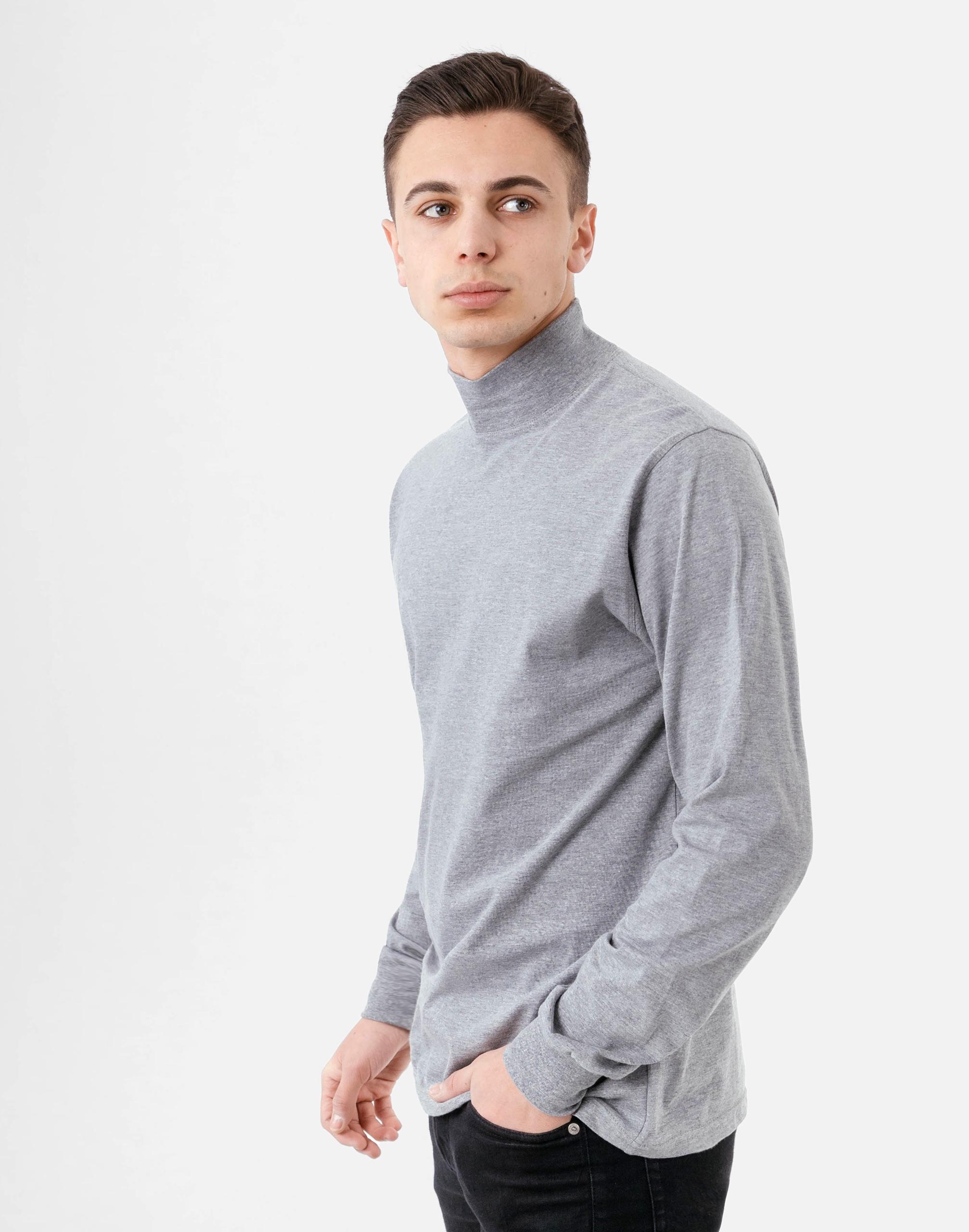 Półgolf męski cienki sweter golf ADAM r L mel/jasn Rozmiar L