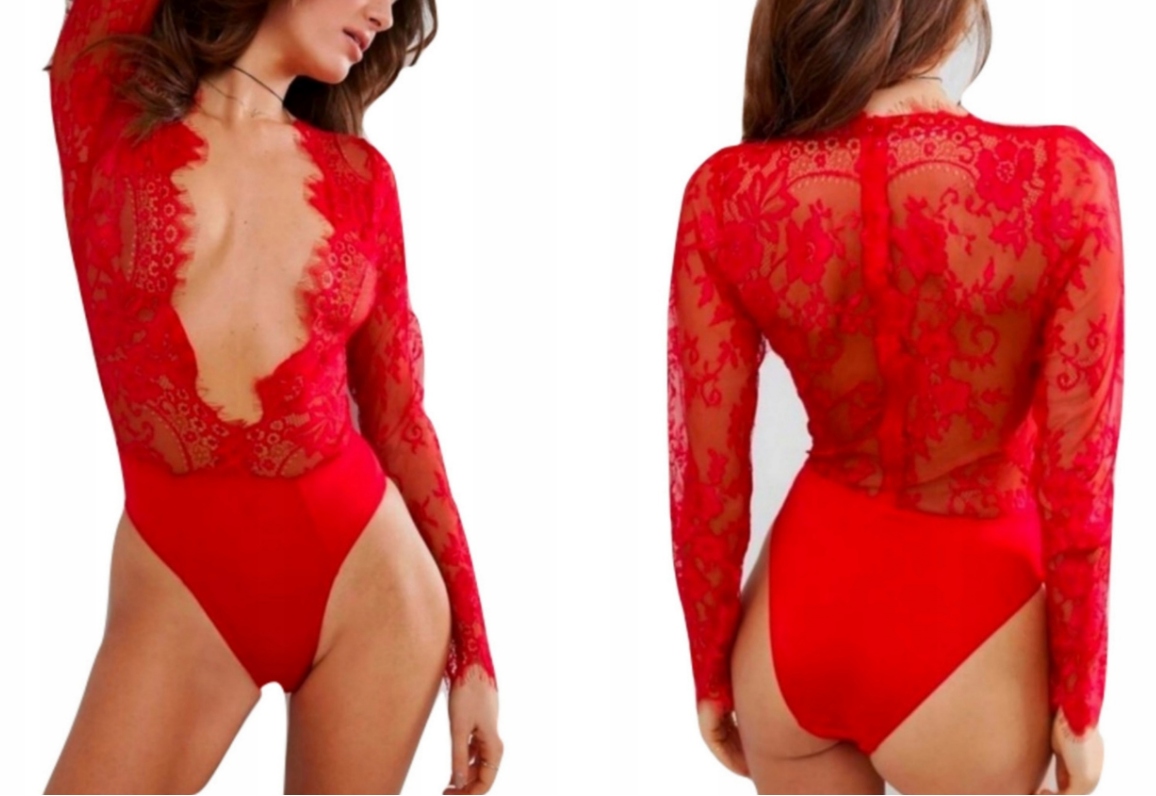 

Czerwone Bodystocking Bielizna Kombinezon Body