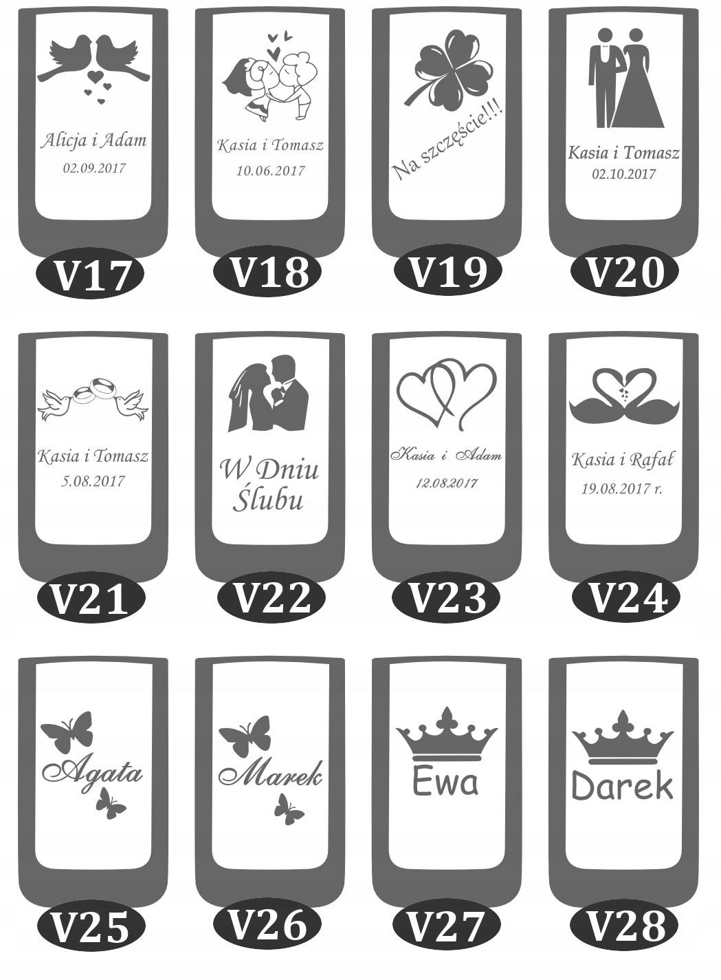 Kieliszek do wódki grawerowany winietki GRAWER Kolor dominujący bezbarwny