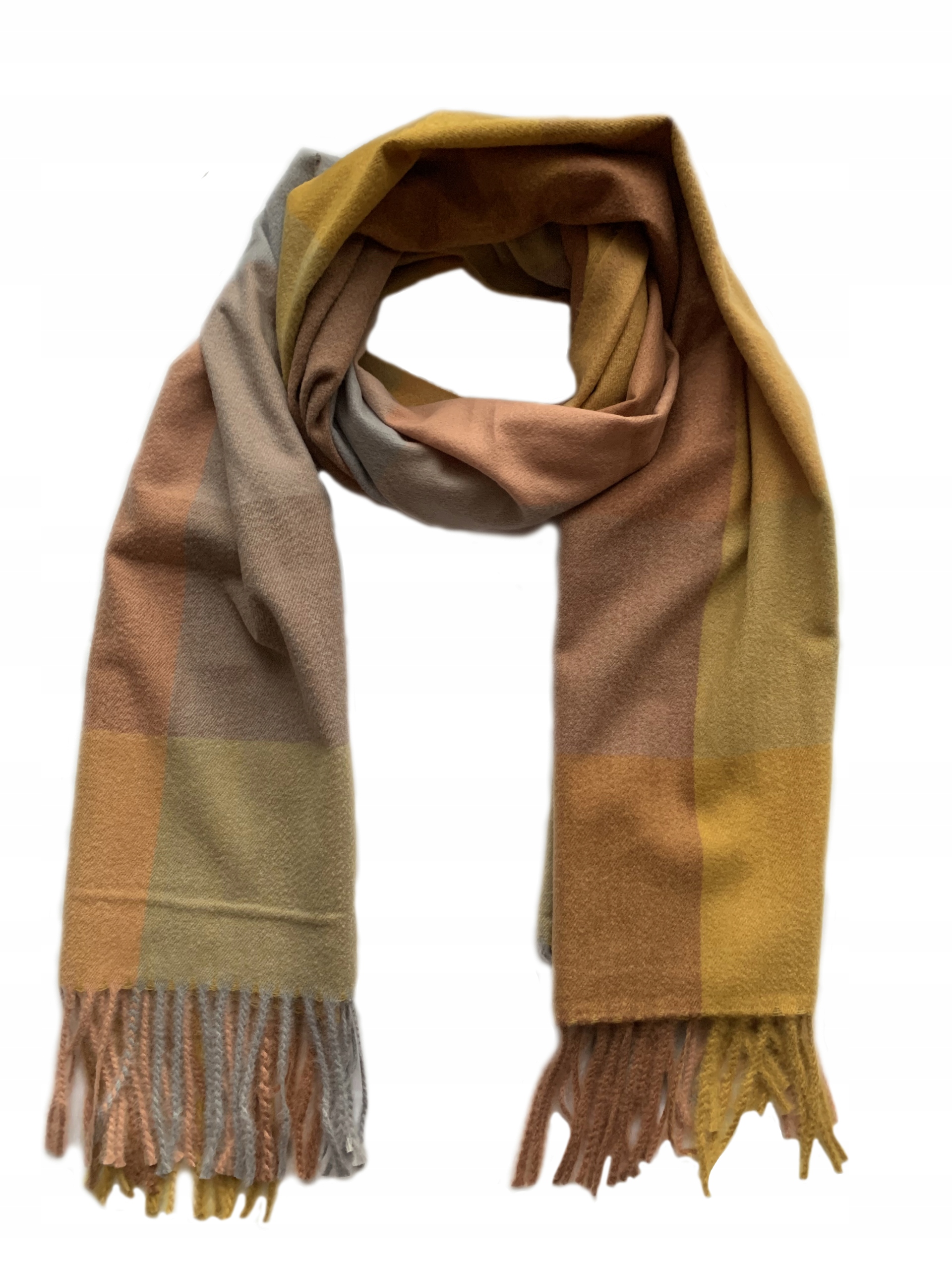 

Modny Szalik Szal Duży Krata Frędzle Elegancki