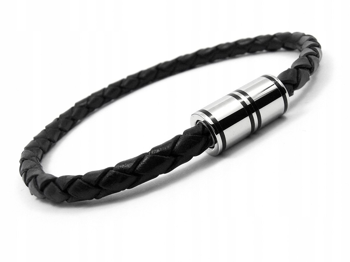 

Męska Bransoleta Rzemień Skóra Stal 316L 21cm-4mm