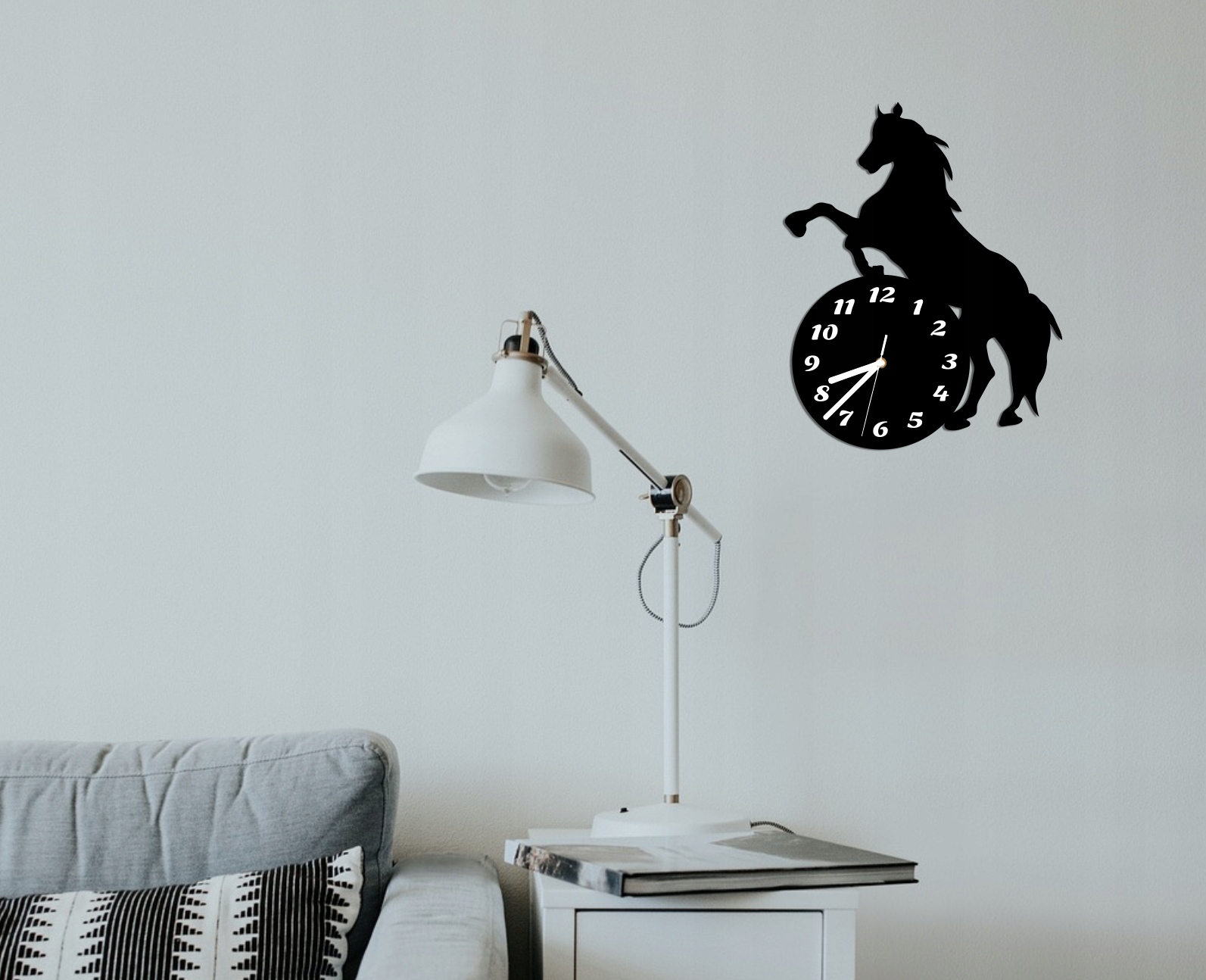 duży zegar ścienny koniem koń konie cichy NOWOŚĆ Zasilanie baterie