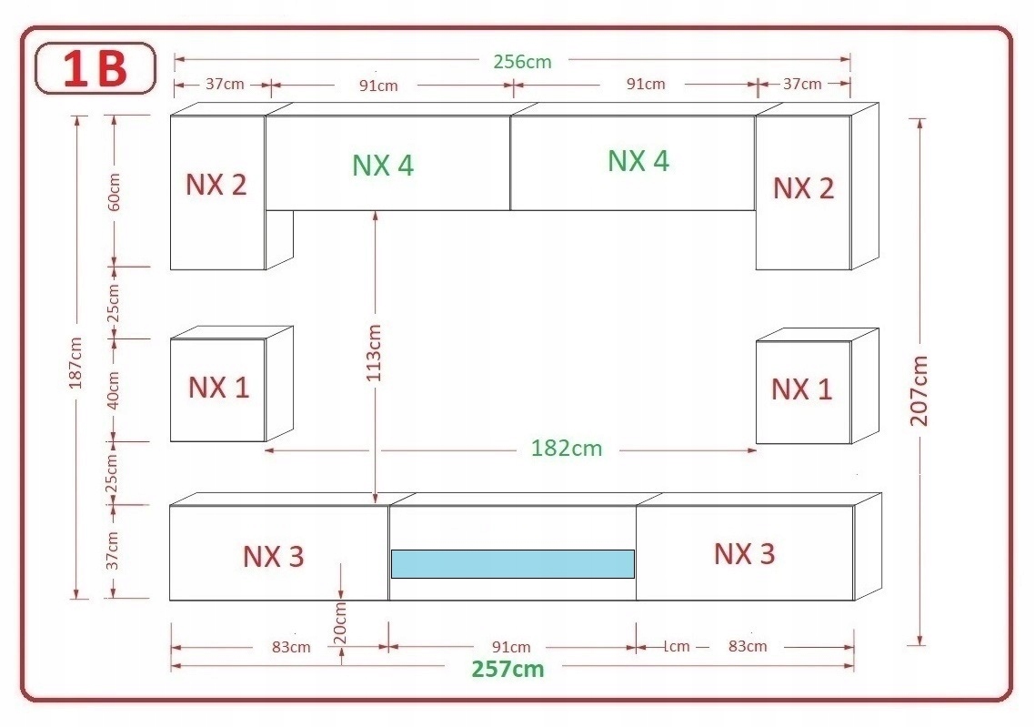Meblościanka Zestaw Meble do Salonu BESTA N1 1B Marka Prime-Home