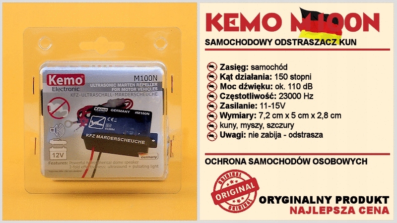KEMO M100N samochodowy odstraszacz na KUNY 12V Numer katalogowy producenta 174