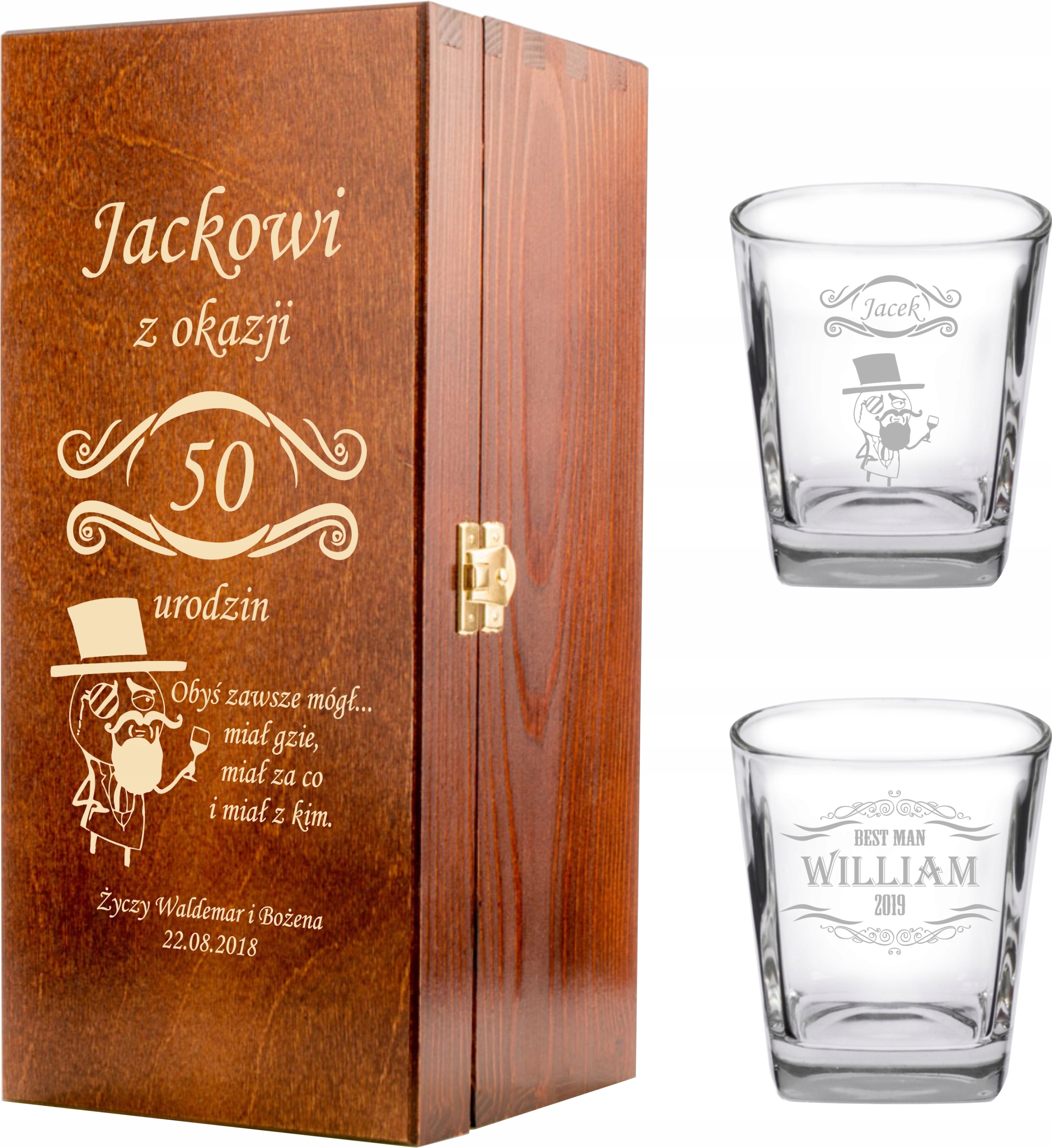 

Szklanki Whisky x 2 Skrzynka na alkohol Z Grawerem