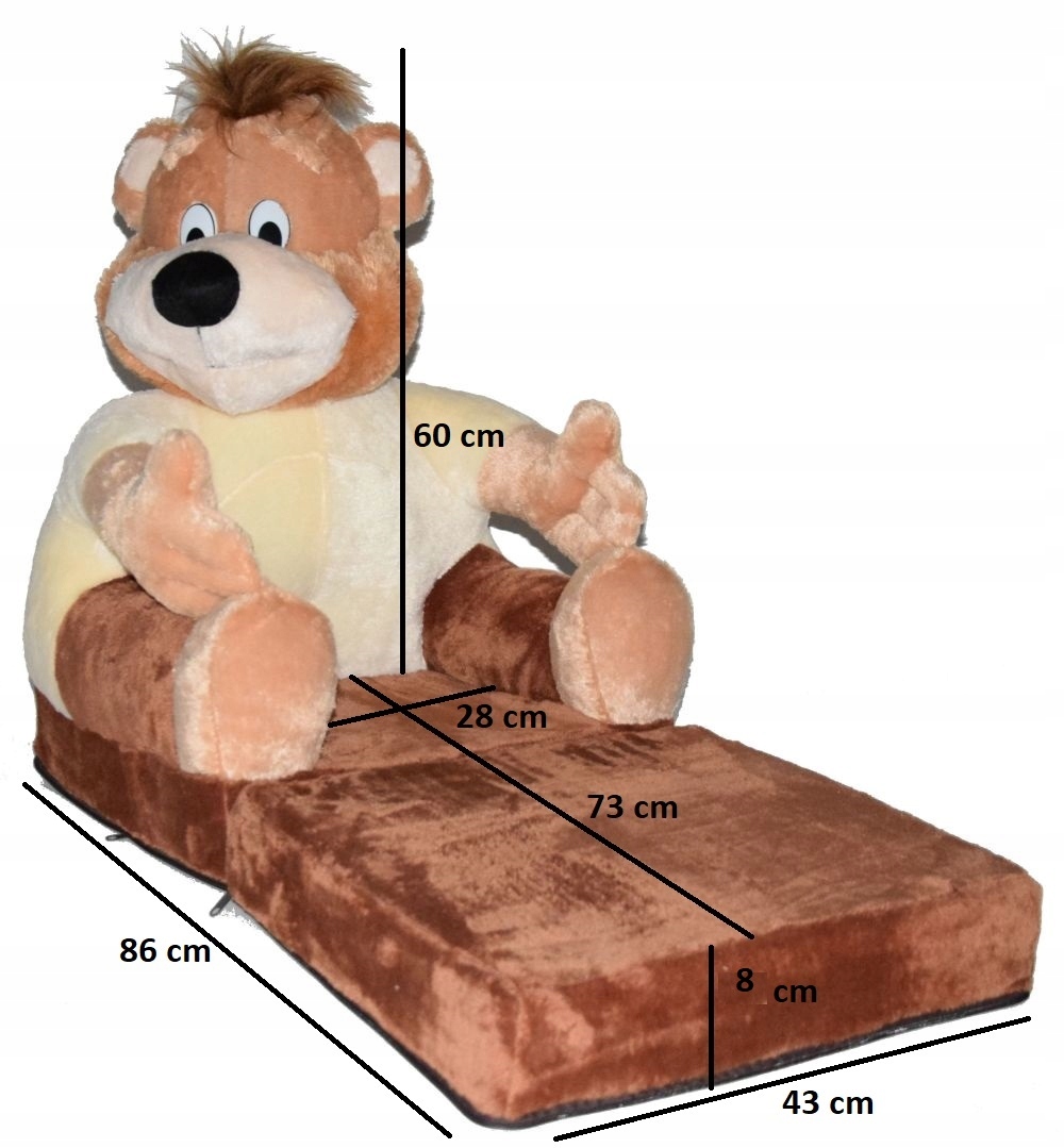 FOTEL FOTELIK PLUSZOWY ROZKŁADANY PUFA MASKOTKA ! Płeć chłopcy dziewczynki