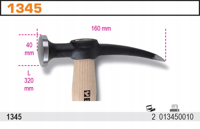 40MM BETA 1345 ВЫПУКЛЫЙ ЖЕСТЯНОЙ МОЛОТОК