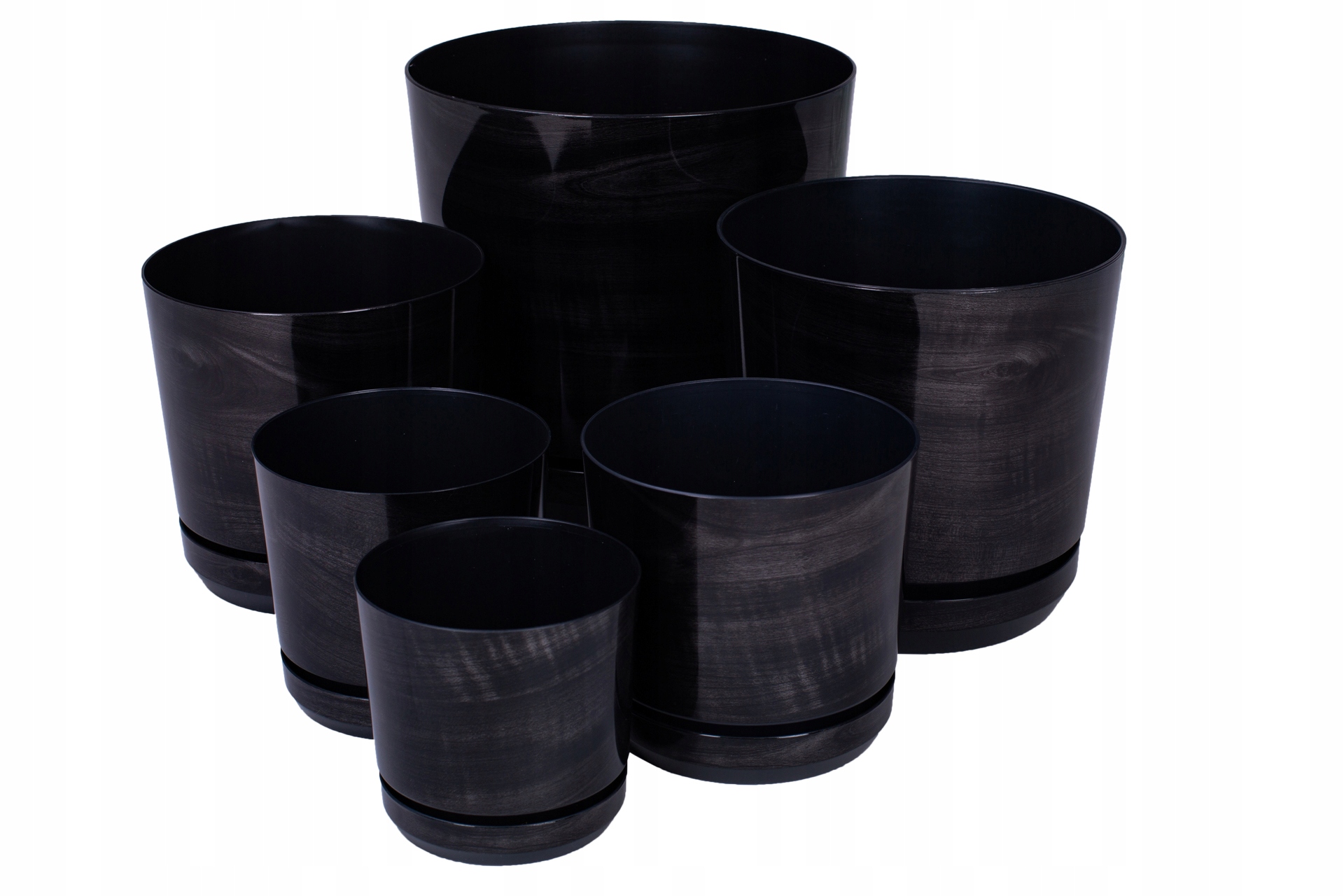 Doniczka DEKOR śr. 18 cm kolor czarny marmur Wysokość produktu 17.8 cm