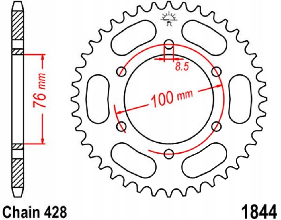 Zadní ozubené kolo Jt R1844 40-48Z Yamaha Yzf-r 125