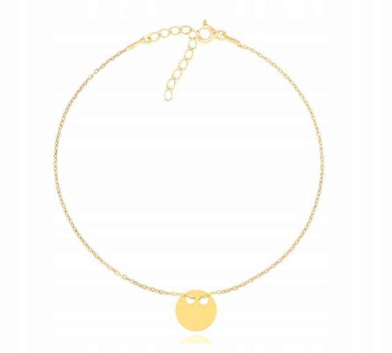 

Złota bransoletka na nogę Celebrytka blaszka pełna