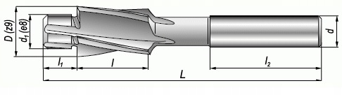 Pogłębiacz z pilotem M4 DIN 373 M35 HSSCo kobalt Twardość (HRC) 45