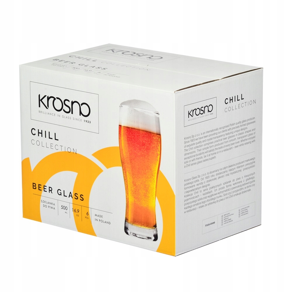 Szklanki kufle do piwa Chill KROSNO 6szt 500ml Marka Krosno