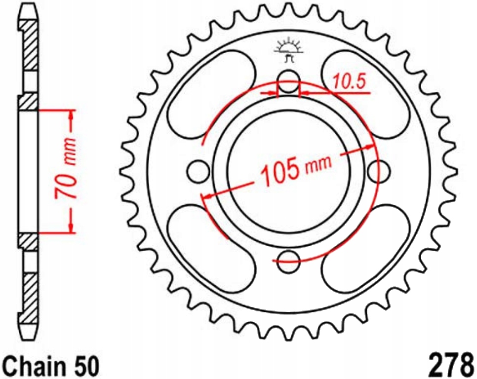 Zadní ozubení Jtr 34-38 zubůHonda Cb 250 K G 71-77 Nová