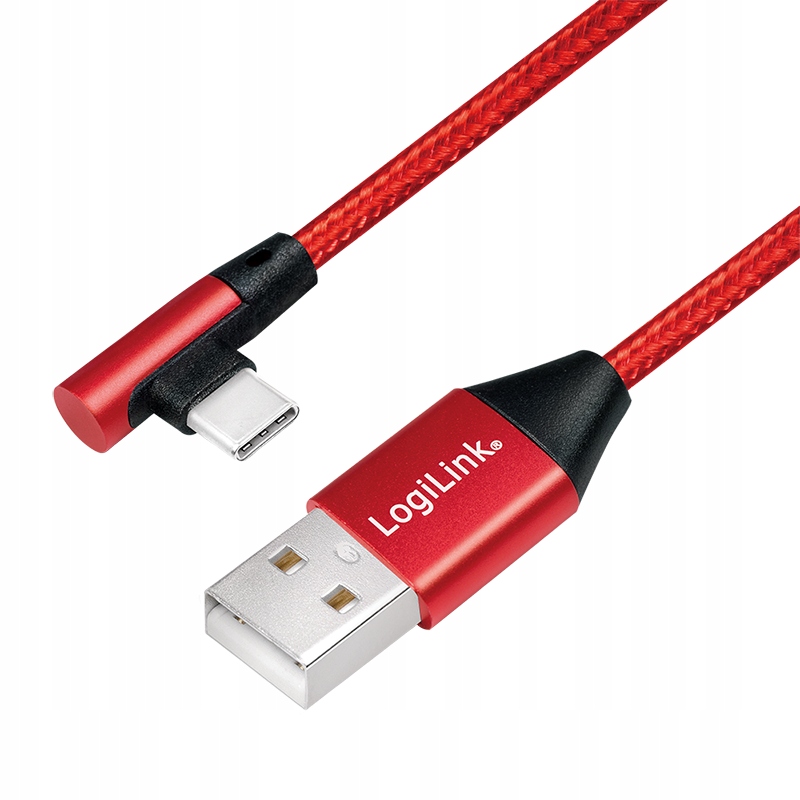 kABEL USB Typ C męski do USB Am KĄTOWY cZERWONY