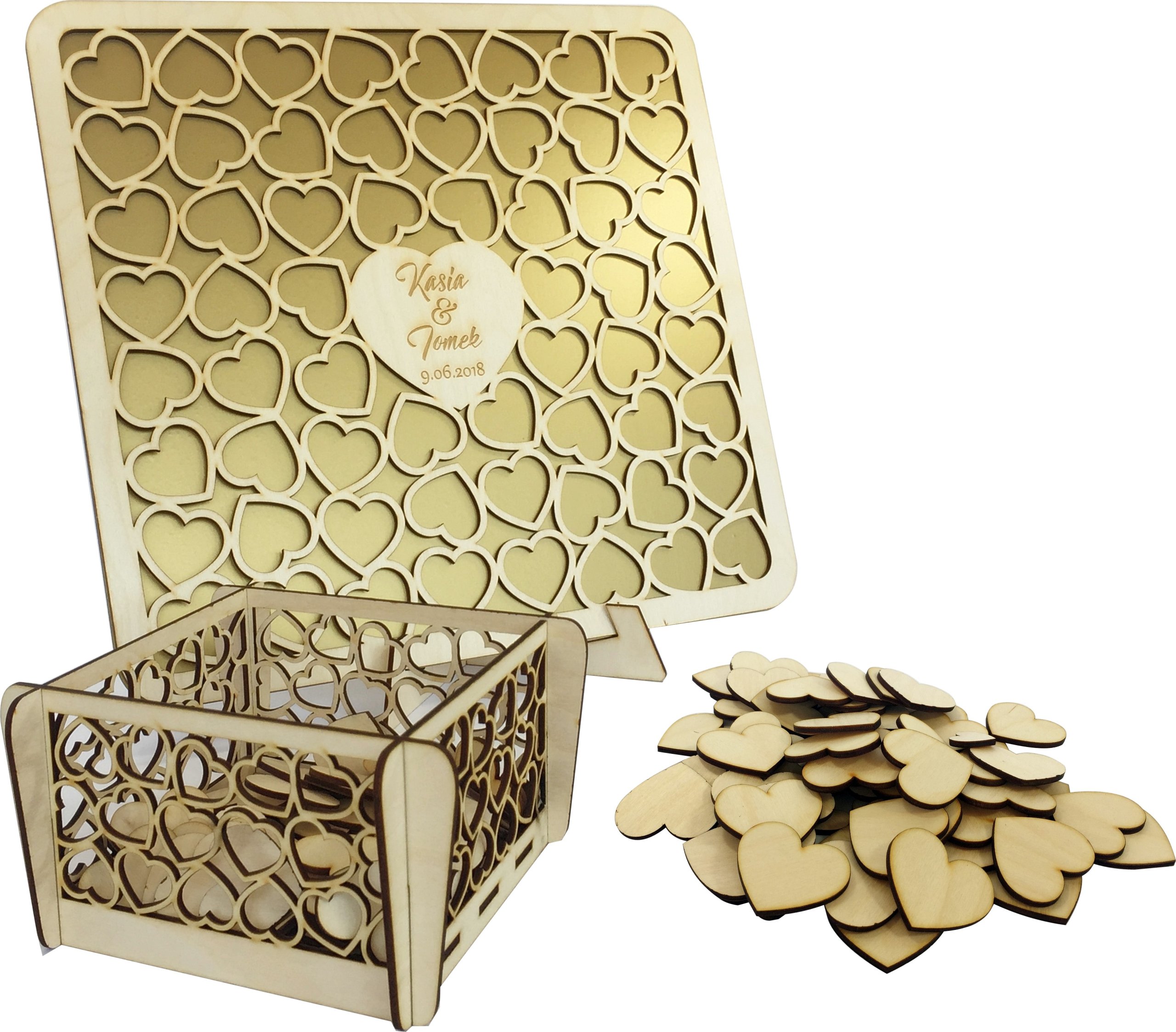 KSIĘGA GOŚCI ślub WESELE GRAWER 60 SERDUSZEK KOLOR