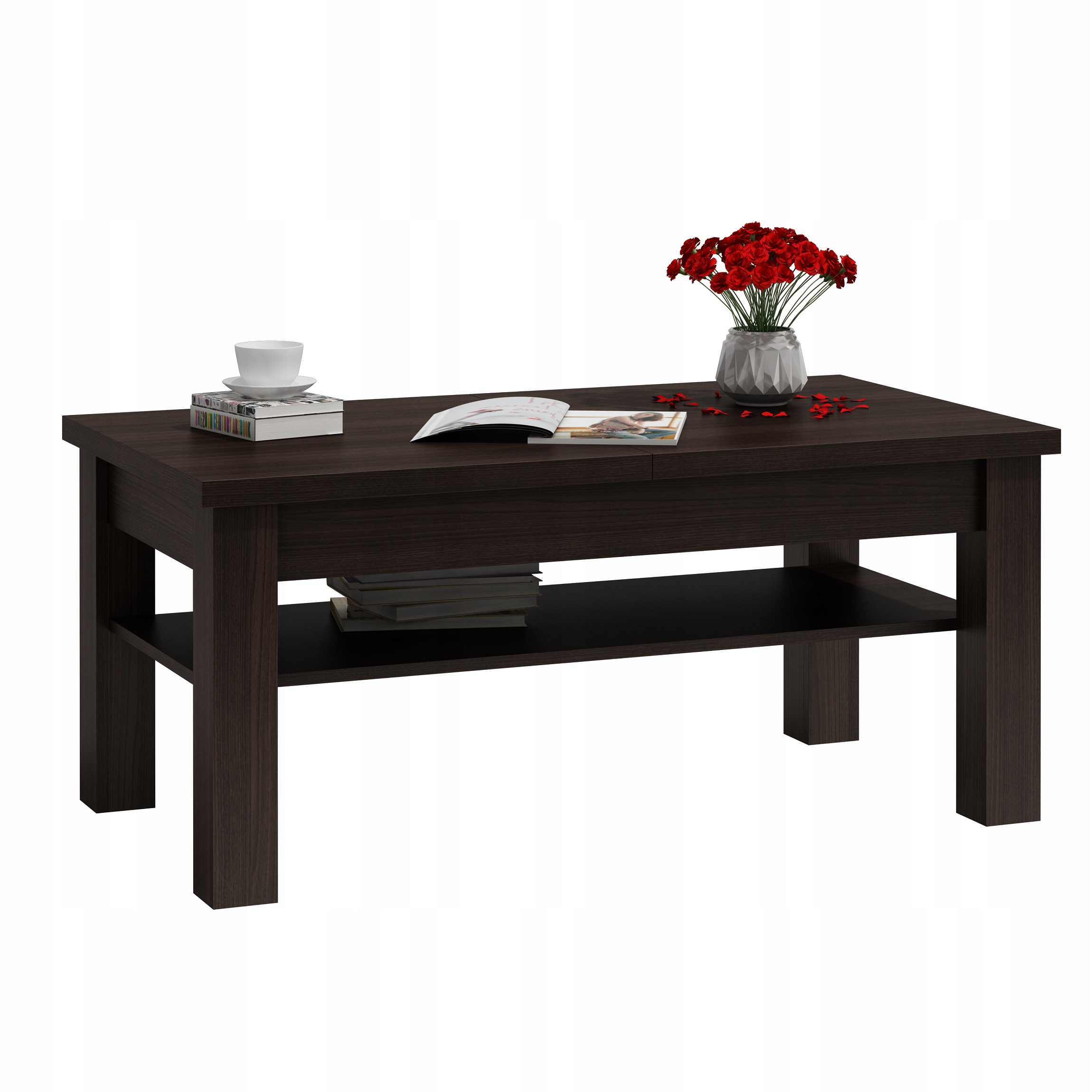 ŁAWA ROZKŁADANA PODNOSZONA Z PÓŁKA WENGE