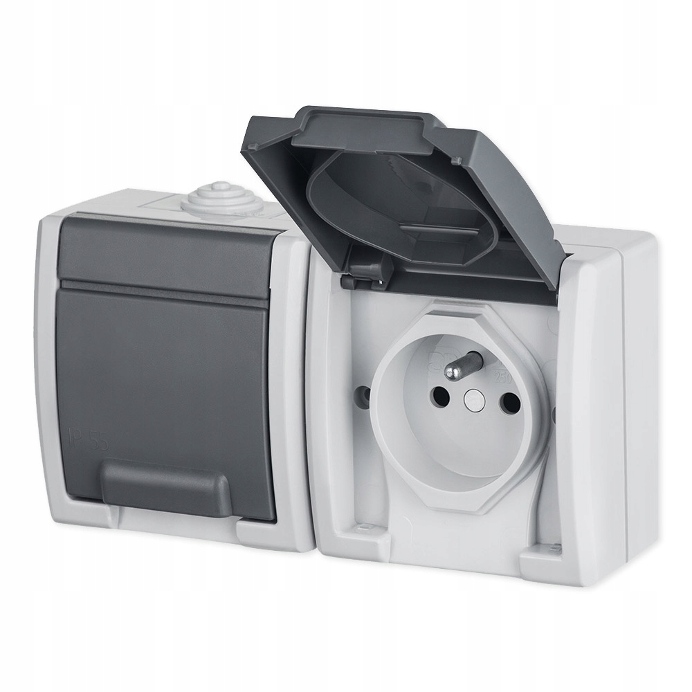 

Aquant Gniazdo Podwójne N/t IP55 Szare 1242-10