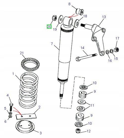 Nakrętka uchwytu amortyzatora tylnego Land Rover Numer katalogowy części RYH500510