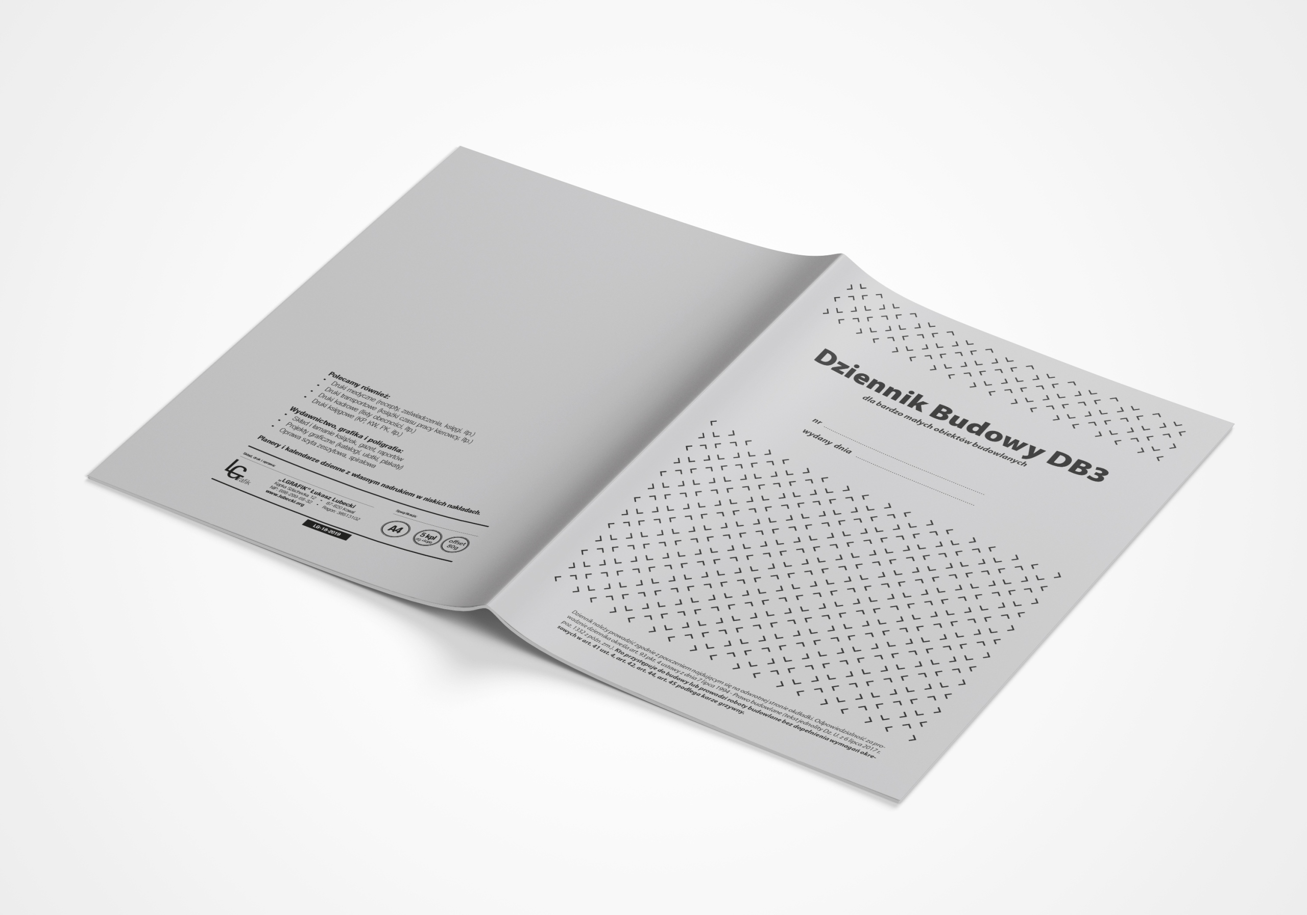Dziennik Budowy DB3, 10 stron Marka LGrafik