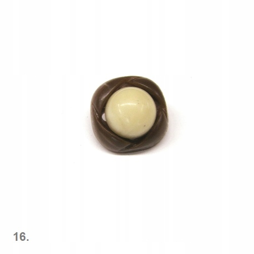 16.GUZIKI Plastikowe Na Stopce Brąz, 13mm 1szt