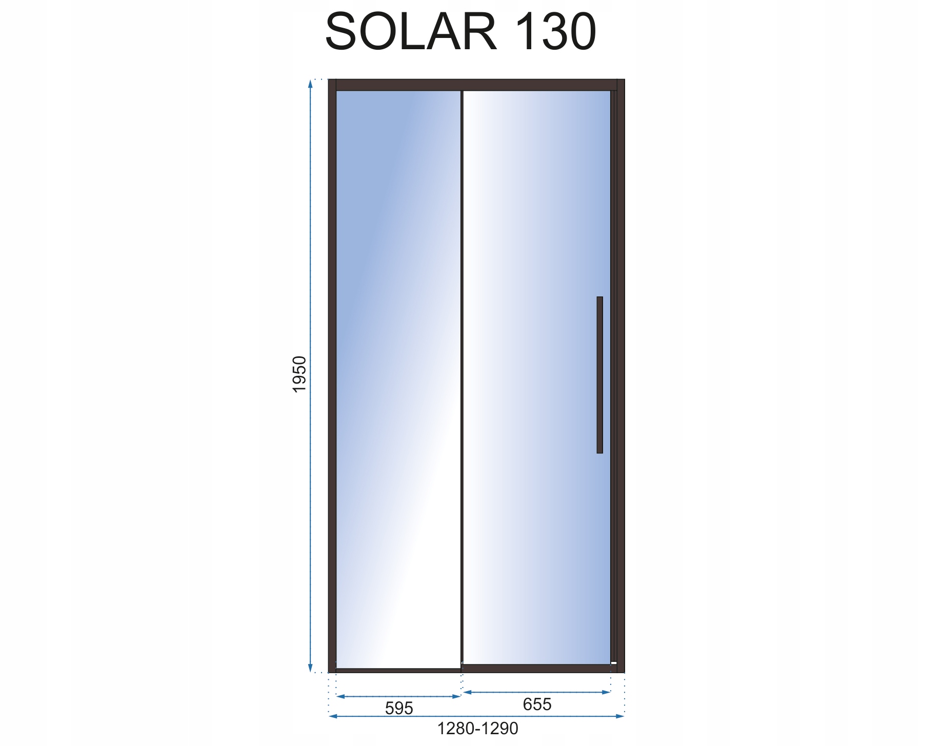 FEKETE TOLÓZUHANYAJTÓ SOLAR 130 REA Magasság 195 cm