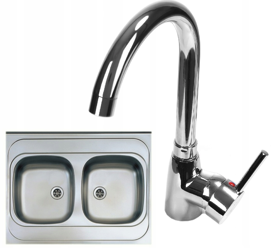 ZLEWOZMYWAK STALOWY NAKŁADANY 80X60 DECOR BATERIA