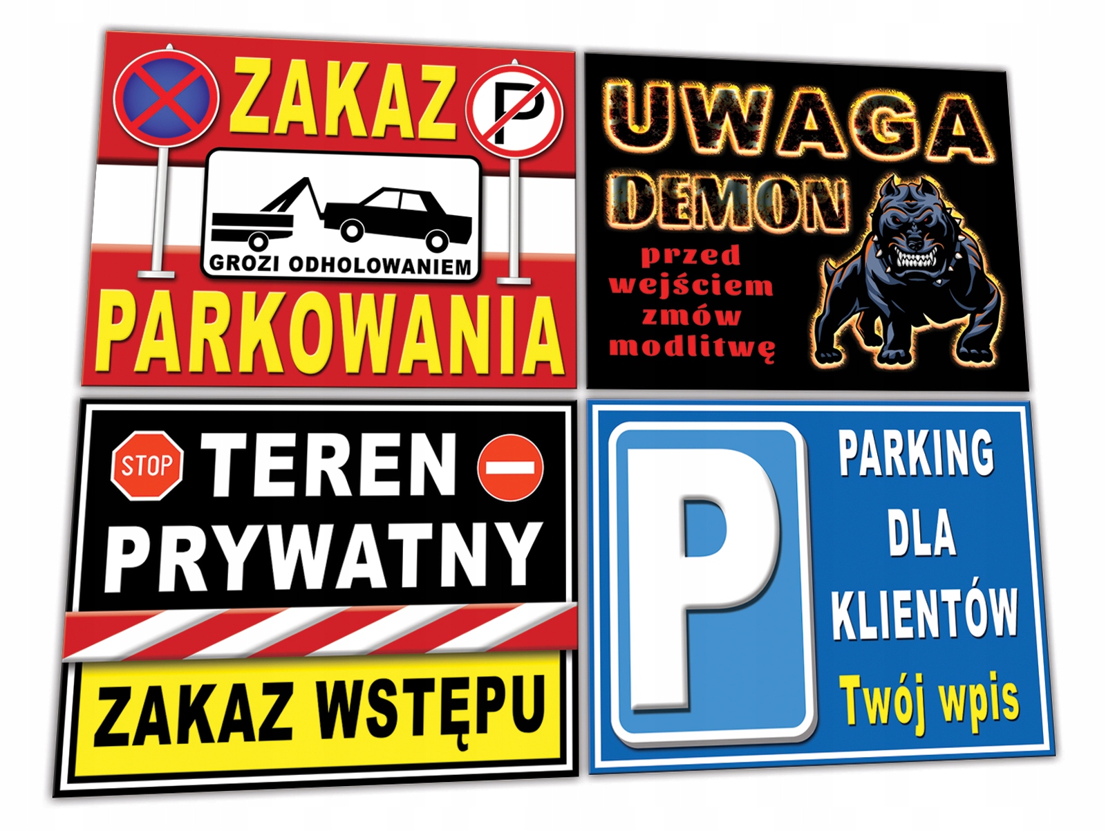 TABLICA PARKING ZAKAZ PALENIA TEREN PRYWATNY ADRES