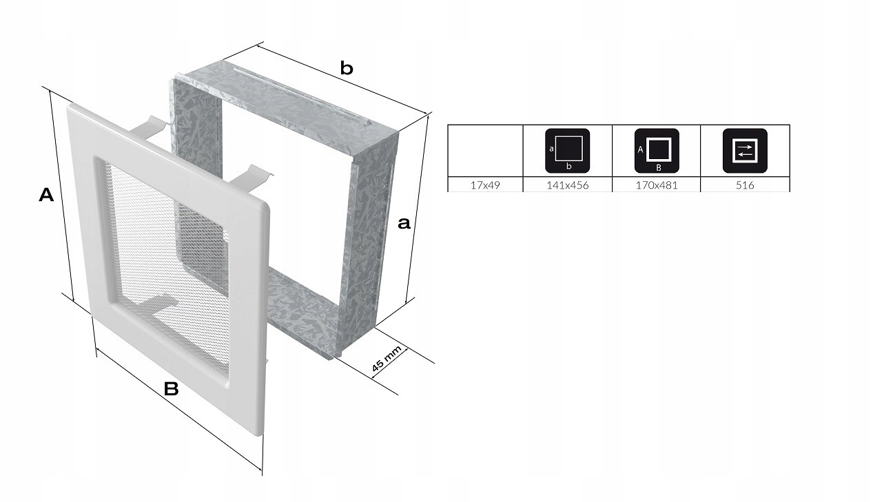 KRATKA KOMINKOWA WENTYLACYJNA 17x49 7 kolorów EAN (GTIN) 5901350042571