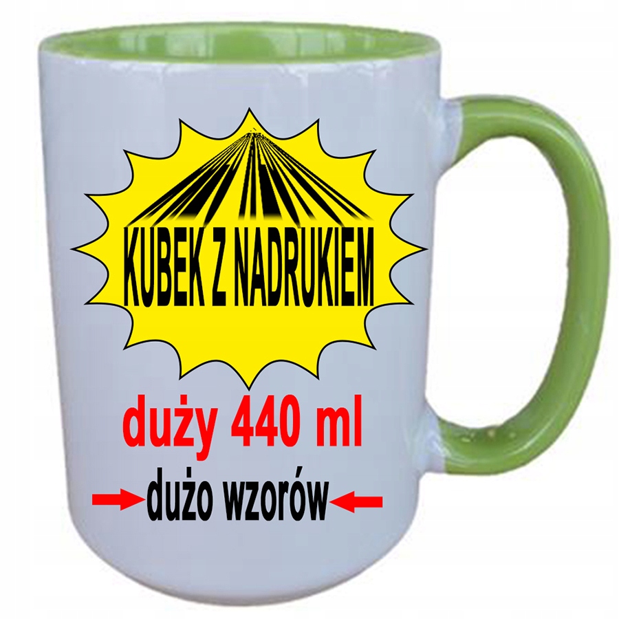 

Duży kubek z własnym nadrukiem zdjęcie 440 ml ziel