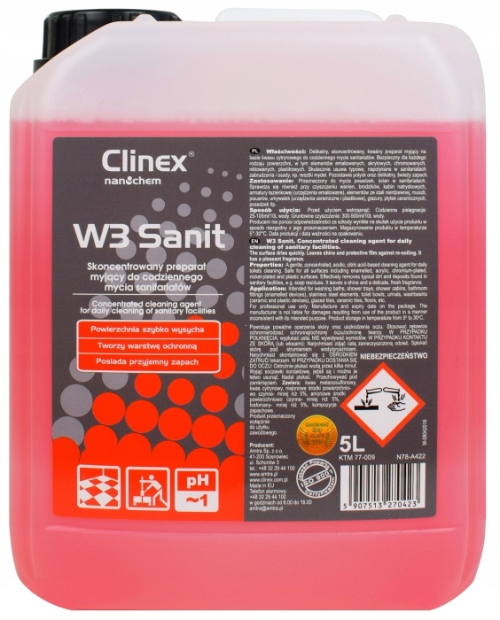 

Clinex W3 Sanit 5L - Koncentrat Do Mycia Łazienek