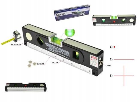 

Poziomica Laserowa Krzyżowa Led z Miarą 1,5m