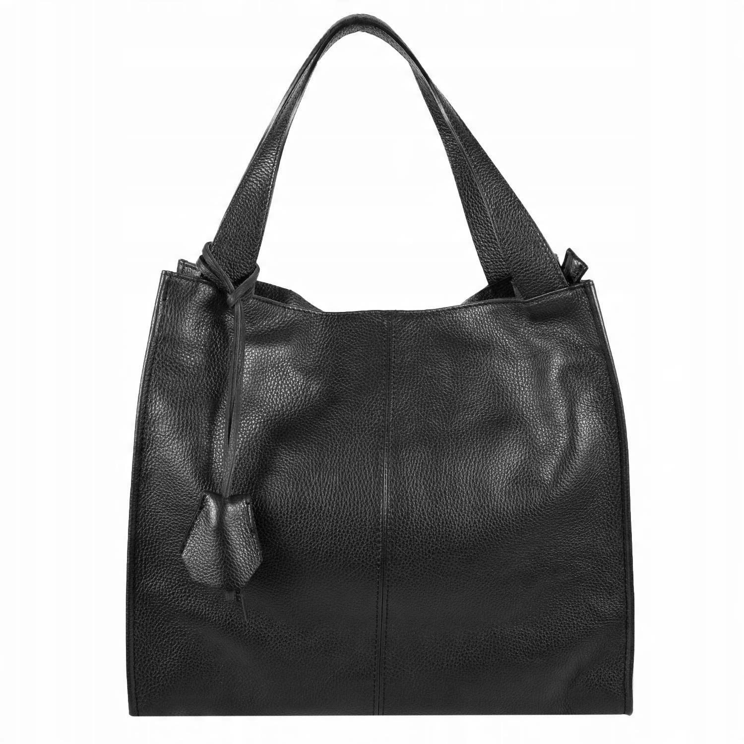 

Włoska Torebka Shopper Skórzana Na Ramię A4 Czarna