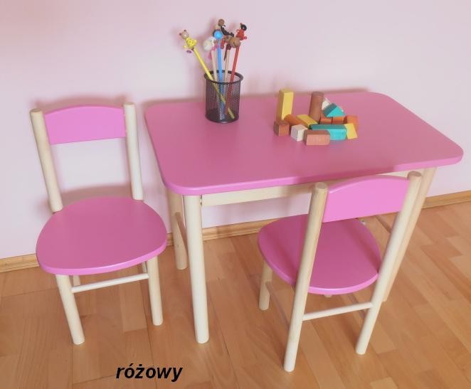 STOLIK + 2 KRZESEŁKA drewniane DLA DZIECI - KOLORY Kod producenta 01