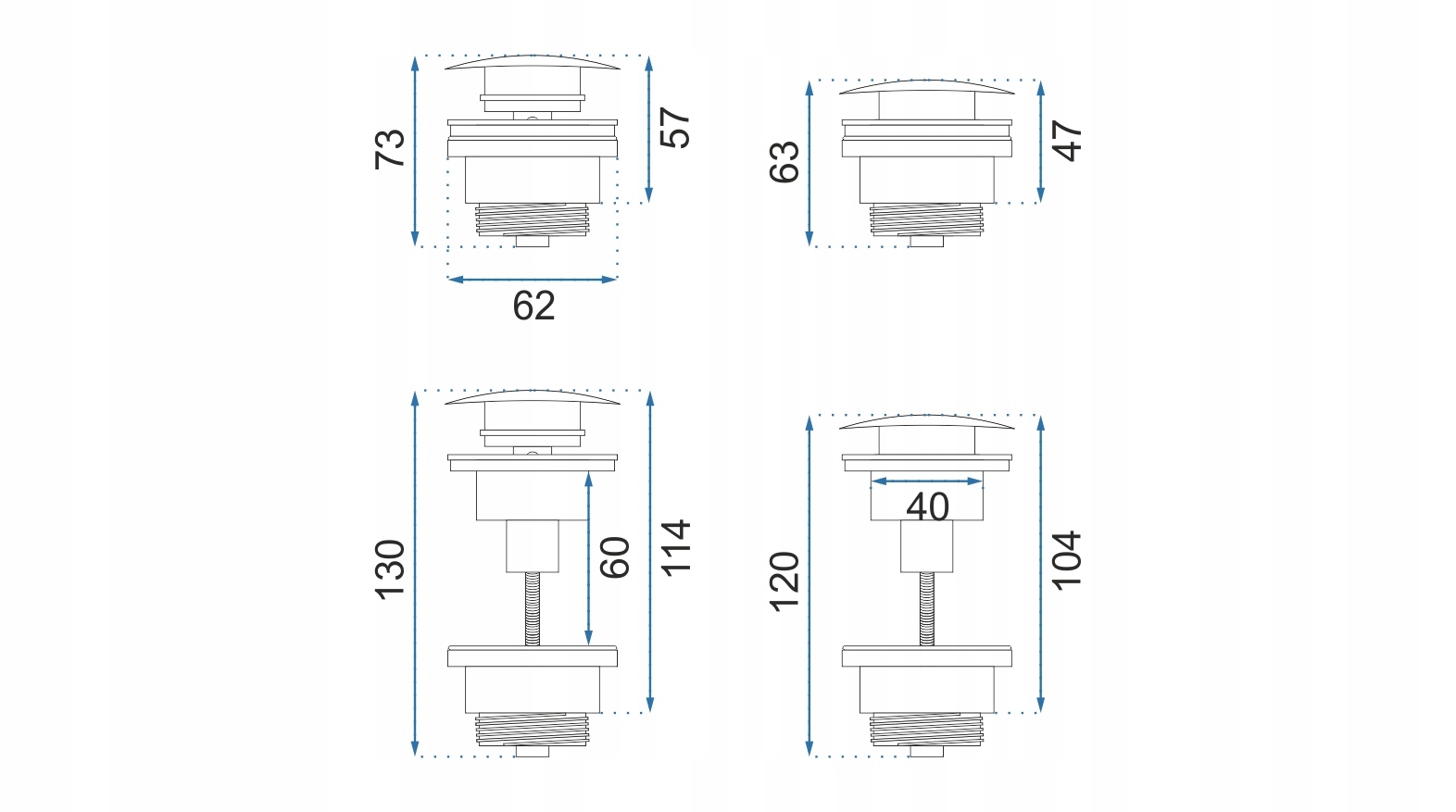 Syfon umywalkowy korek Klik-Klak ROSE GOLD - REA Materiał metal