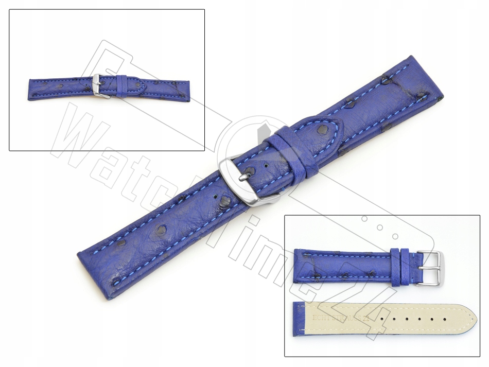Řemínek Na Hodinky Z Pštrosí Kůže 22 MM