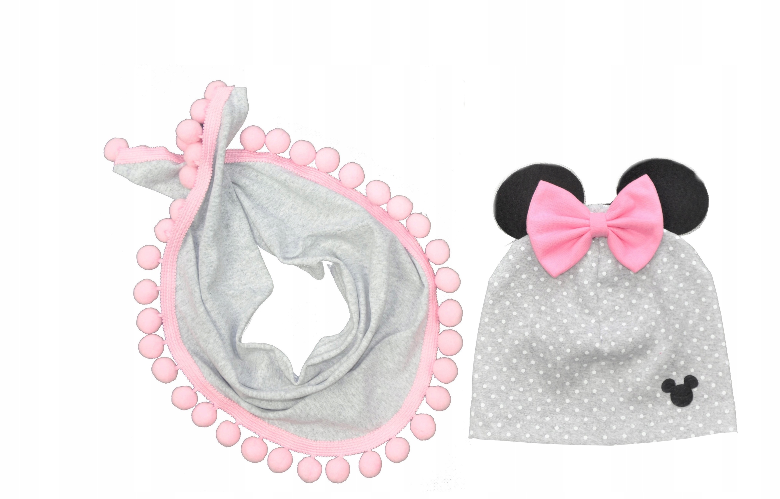 KOMPLET WIOSENNY CZAPKA CHUSTA POMPONY -r.48-50 Rozmiar 48-50 cm