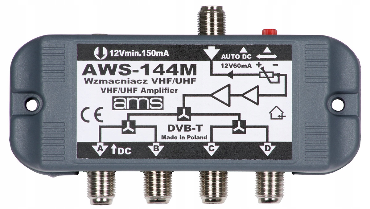 

Wzmacniacz Antenowy Dvb-t AWS-144 M -4TV Wtyk F