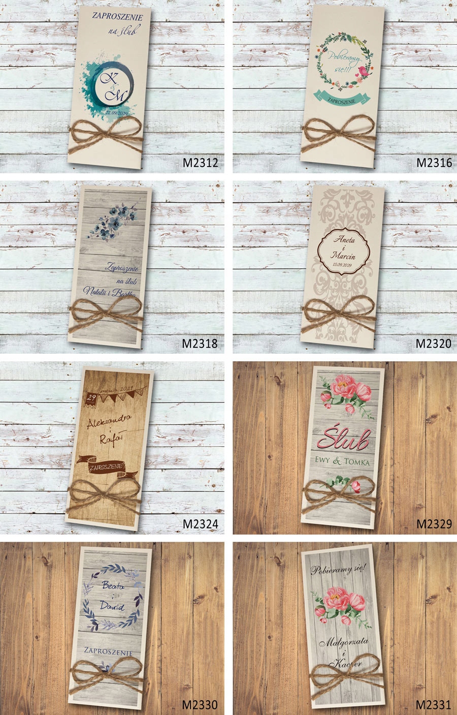 Kwadratowe zaproszenia na ślub ślubne liście w 48h Wykończenie papieru nie dotyczy