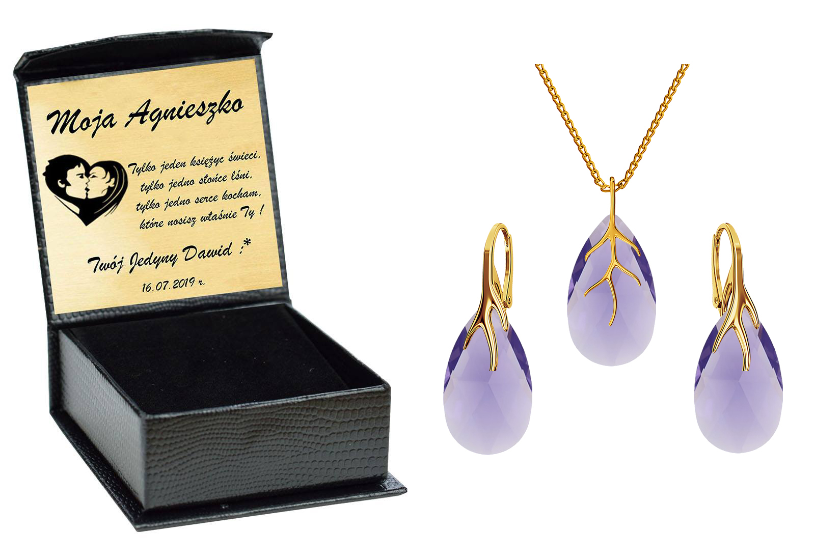 

Złoty Drapieżny Komplet Swarovski Srebro Grawer