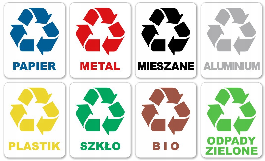 Naklejki ZESTAW STELAŻ kosz do SEGREGACJI 15 cm
